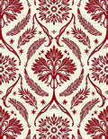 Crimson Floral Feather Mandala Rug