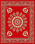 Red Golden Sun Floral Medallion Rug