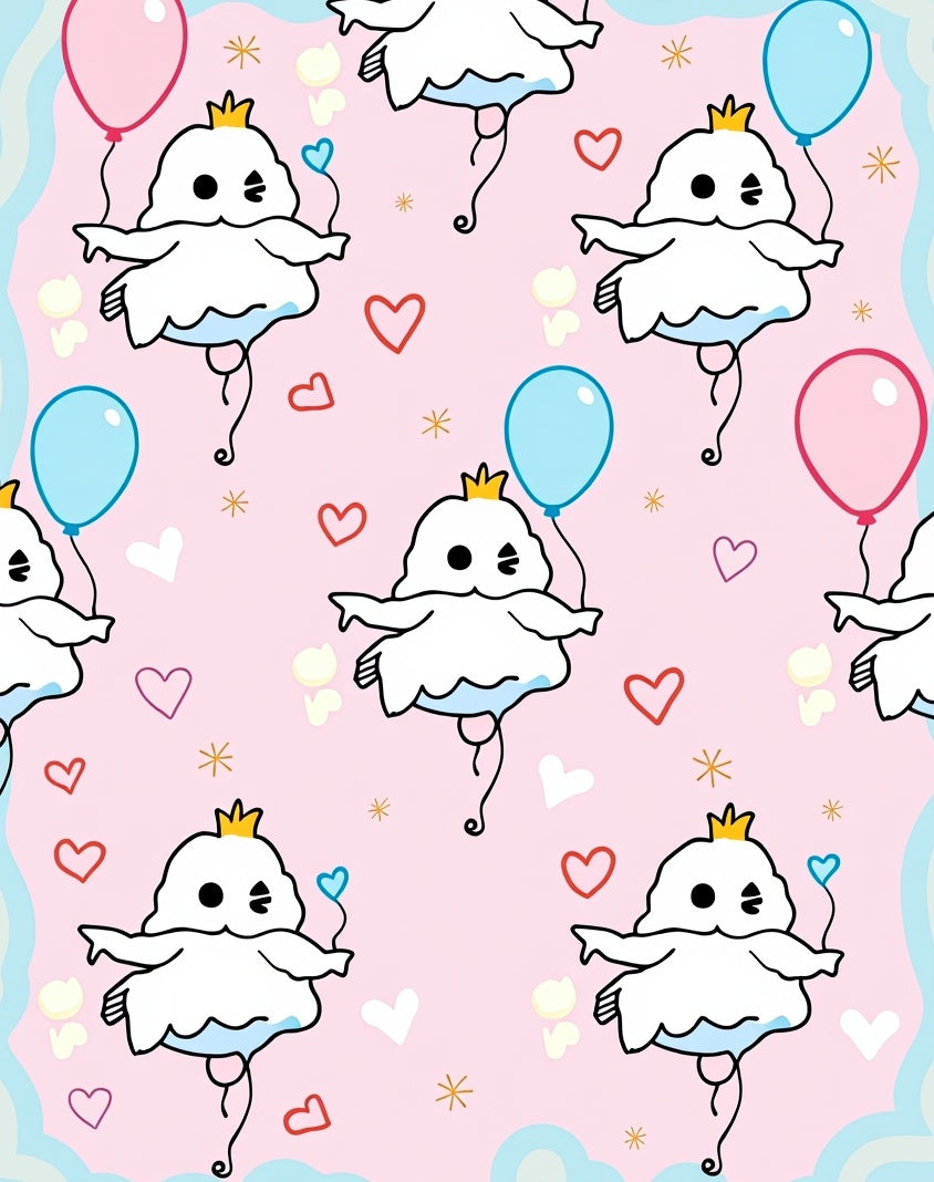 Cute Ghost Balloons Heart Whimsical Rug