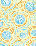 Coastal Blue Scallop Swirl Coral Rug