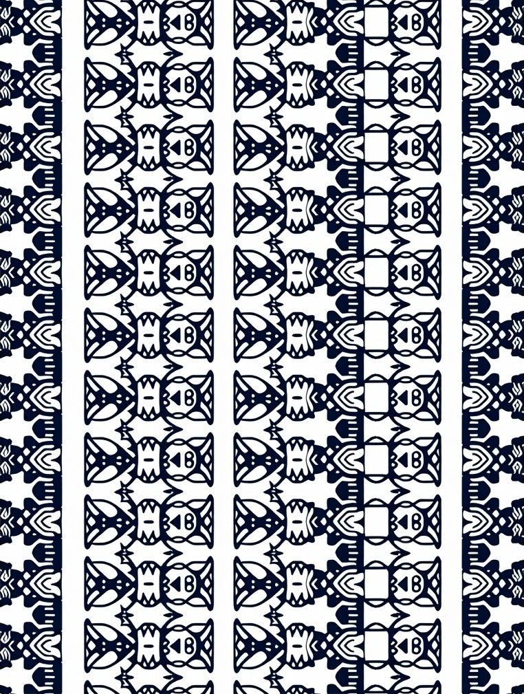 Dark Blue Tribal Vertical Repeat Rug