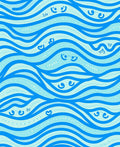 Playful Blue Wave Faces Rug