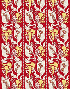 Red Yellow Cream Abstract Floral Column Rug