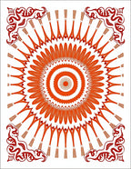Crimson And Orange Sunburst Mandala Rug