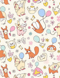 Whimsical Playful Creatures Pastel Balloons Rug