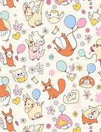 Whimsical Playful Creatures Pastel Balloons Rug