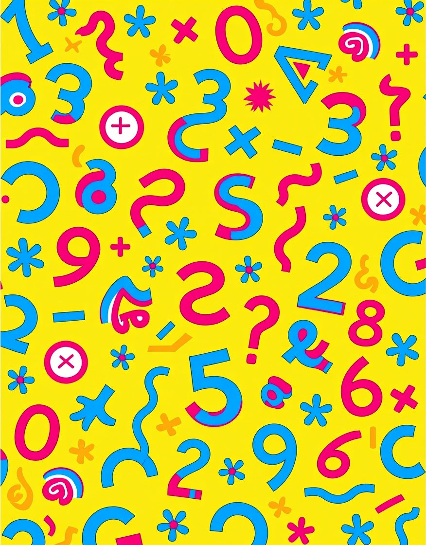Vibrant Yellow Number And Symbol Collision Rug