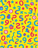 Vibrant Yellow Number And Symbol Collision Rug