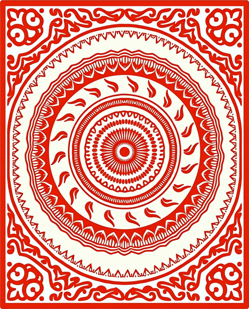 Crimson Medallion Intricate Border Rug