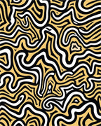 Bold Black Yellow Swirl Maze Rug