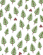 Green Fir Branches Red Berries Botanical Rug