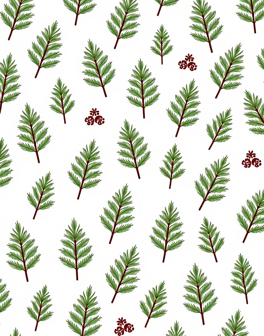 Green Fir Branches Red Berries Botanical Rug