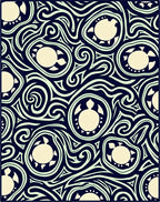 Tribal Turtle Blue Swirl Rug