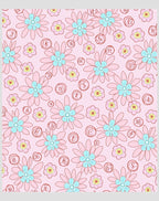 Pink Floral Blooms With Letters Rug