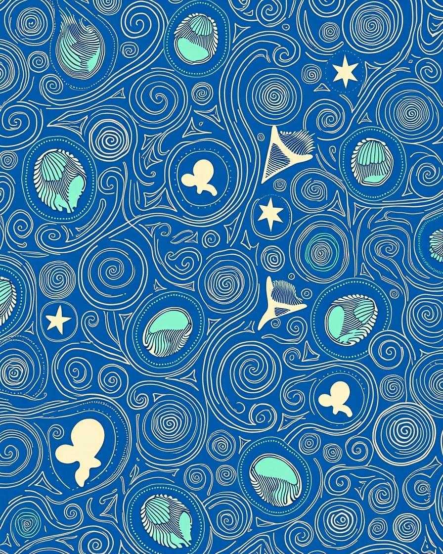Whimsical Blue Celestial Swirl Rug