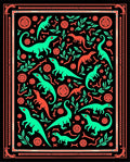 Aqua and Coral Dinosaur Jungle Rug