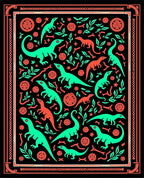 Aqua and Coral Dinosaur Jungle Rug