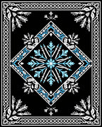 Bold Blue White Geometric Snowflake Rug