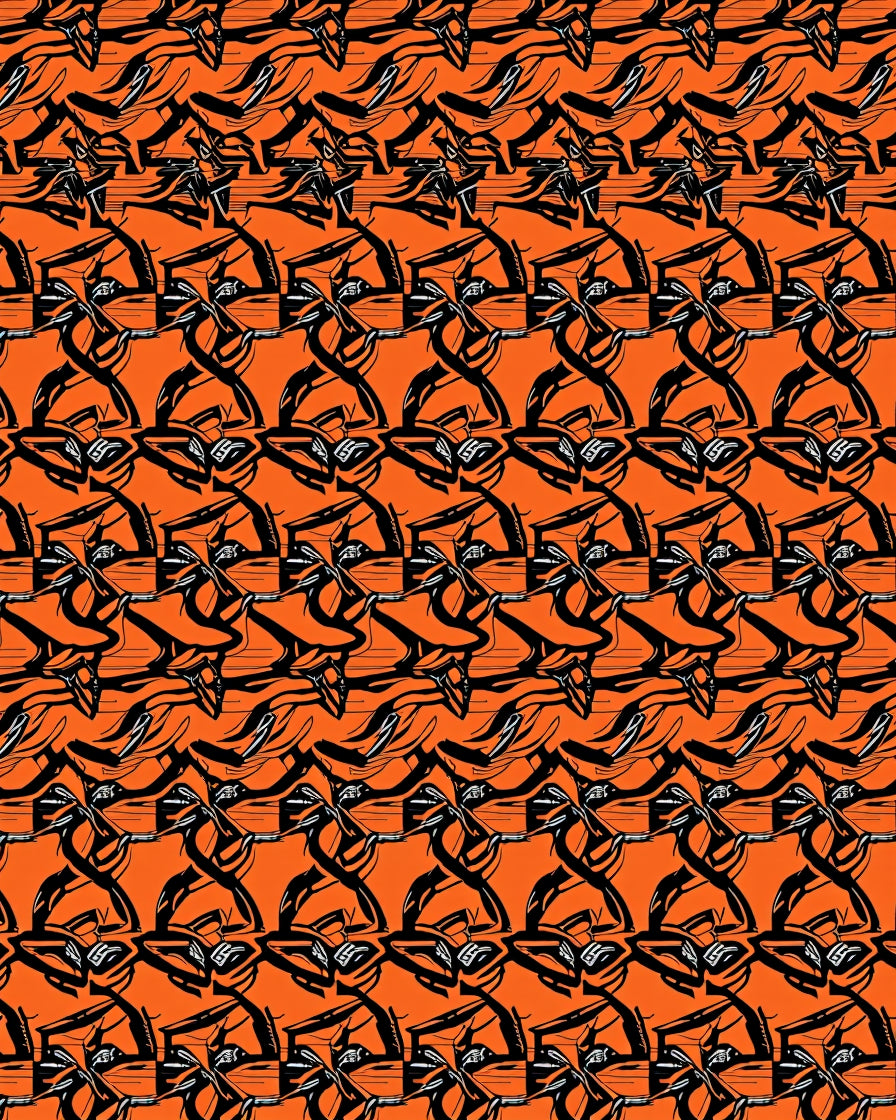 Bold Orange Black Abstract Figures Rug