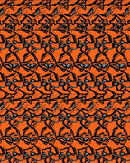 Bold Orange Black Abstract Figures Rug