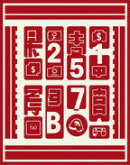Crimson Red Algebraic Numeric Squares Rug