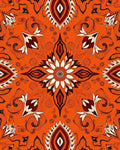 Vibrant Orange Folk Medallion Rug
