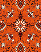 Vibrant Orange Folk Medallion Rug