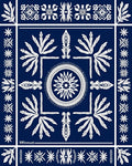 Navy Blue Floral Sunburst Geometric Rug