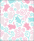 Pastel Pink Blue Whimsical Animal Swirls Rug