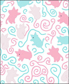 Pastel Pink Blue Whimsical Animal Swirls Rug