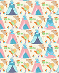 Pink Blue Teal Tent Floral Motif Rug