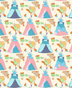 Pink Blue Teal Tent Floral Motif Rug