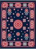 Rich Navy Red Medallion Geometric Rug