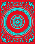 Crimson Red Turquoise Medallion Mandala Rug