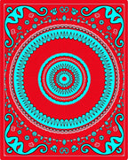 Crimson Red Turquoise Medallion Mandala Rug