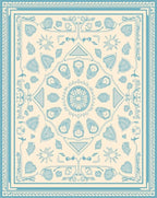 Pale Blue Vintage Floral Compass Rug