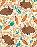 Brown Whimsical Hamster Carrot Sketch Rug