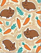 Brown Whimsical Hamster Carrot Sketch Rug
