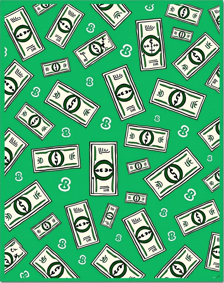 Green Dollar Bill Collage Rug