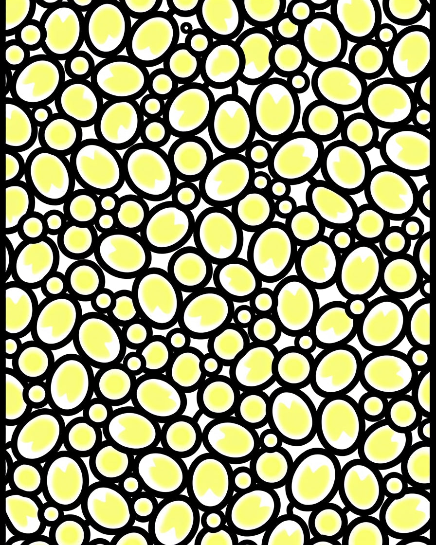 Whimsical Pale Yellow Ovoid Cluster Rug