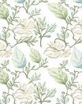 Soft Green Botanical Vine Swirl Rug
