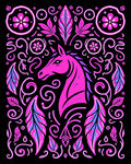 Vibrant Pink Unicorn Floral Swirl Rug