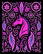 Vibrant Pink Unicorn Floral Swirl Rug