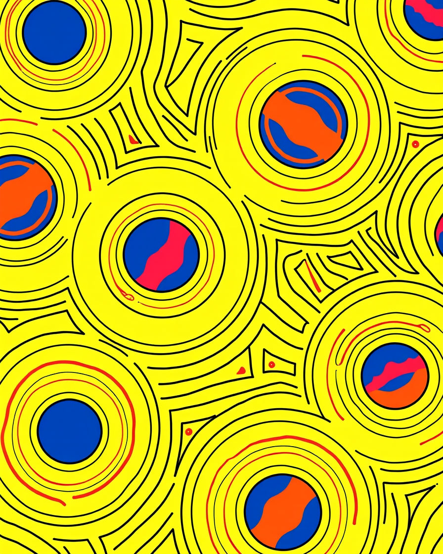 Vibrant Yellow Concentric Circles Rug