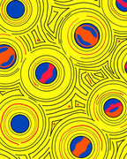Vibrant Yellow Concentric Circles Rug