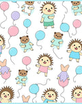 Cute Hedgehog and Bear Balloon Party Rug