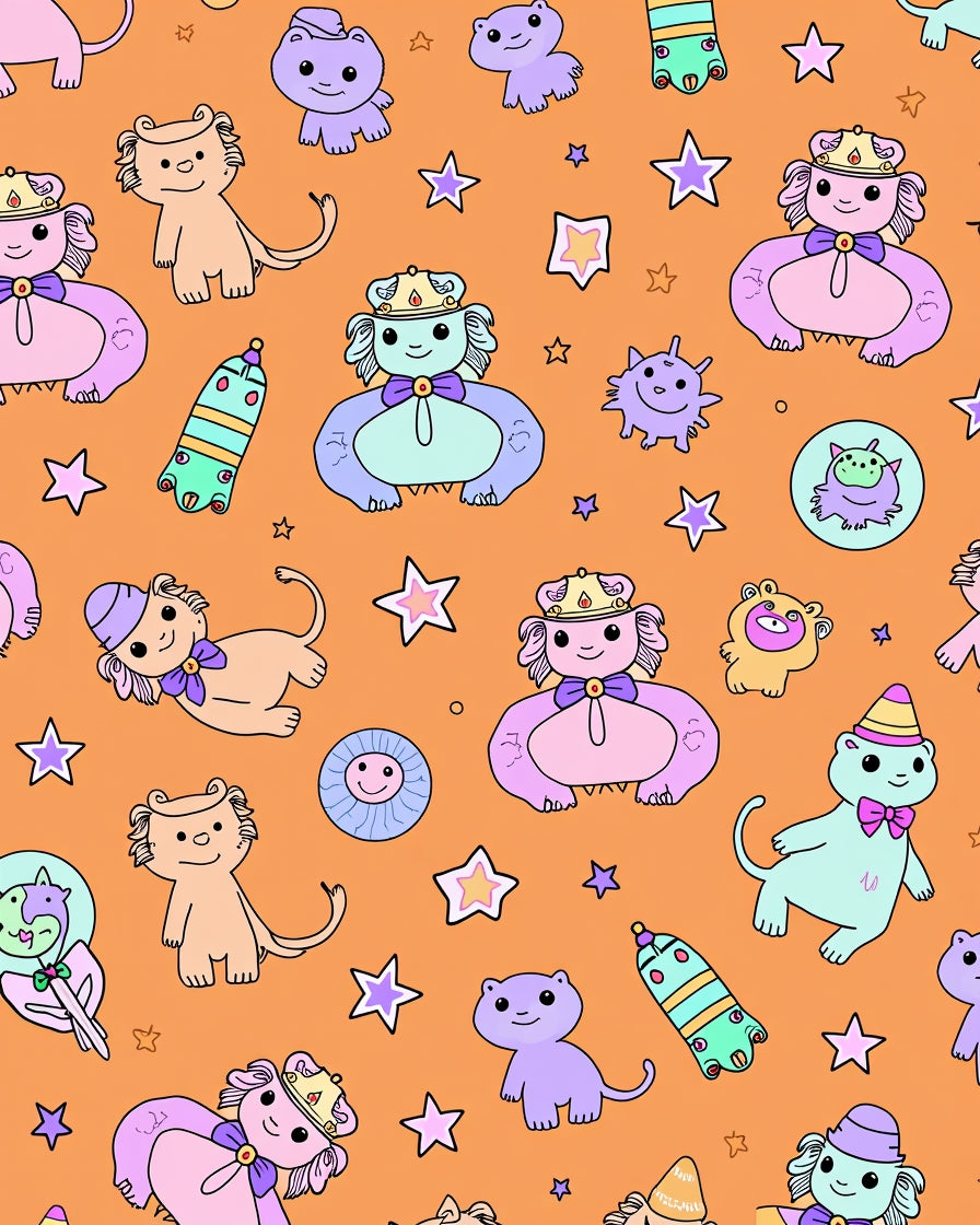 Cute Kawaii Characters With Stars Rug