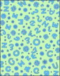 Playful Blue Alphabet Floral Field Rug