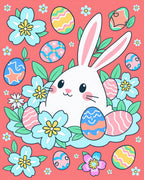 Easter Bunny With Flowers And Eggs Rug