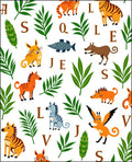 Whimsical Jungle Animals Alphabet Collage Rug